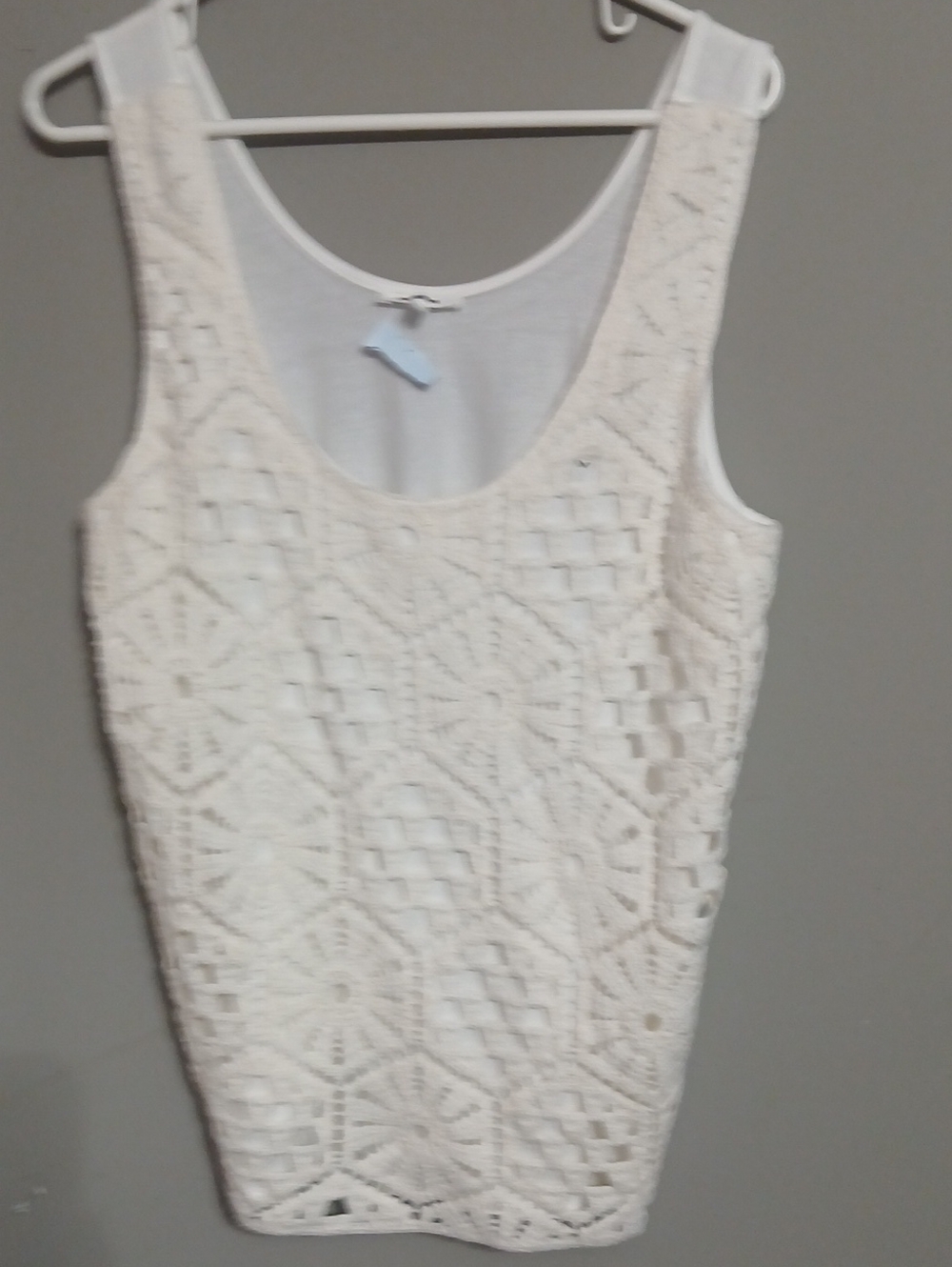 Maurices Cream Crochet Scoop Neck Tank